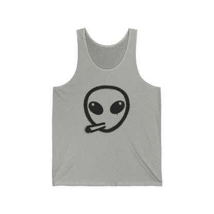 Unisex Jersey Tank - Alien Graphic & Vape Theme | Cool Summer Wear for Smokers & Festival Lovers