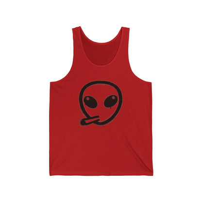 Unisex Jersey Tank - Alien Graphic & Vape Theme | Cool Summer Wear for Smokers & Festival Lovers